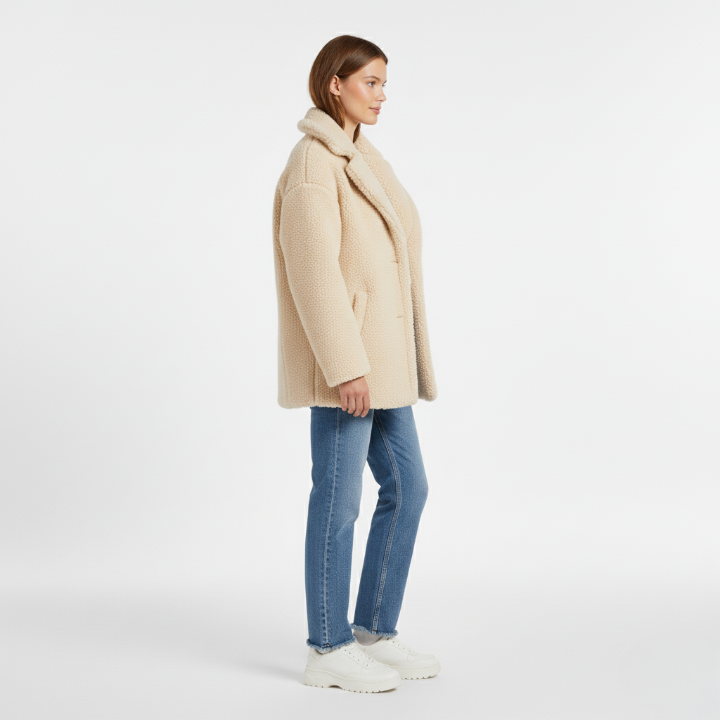 Women's Sherpa Coat – Beige Borg Coat