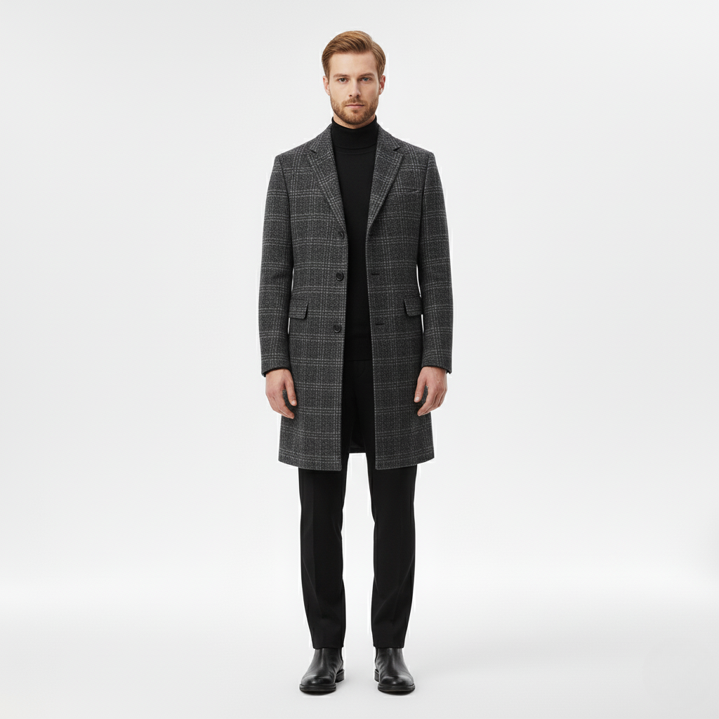 Men's Check Overcoat