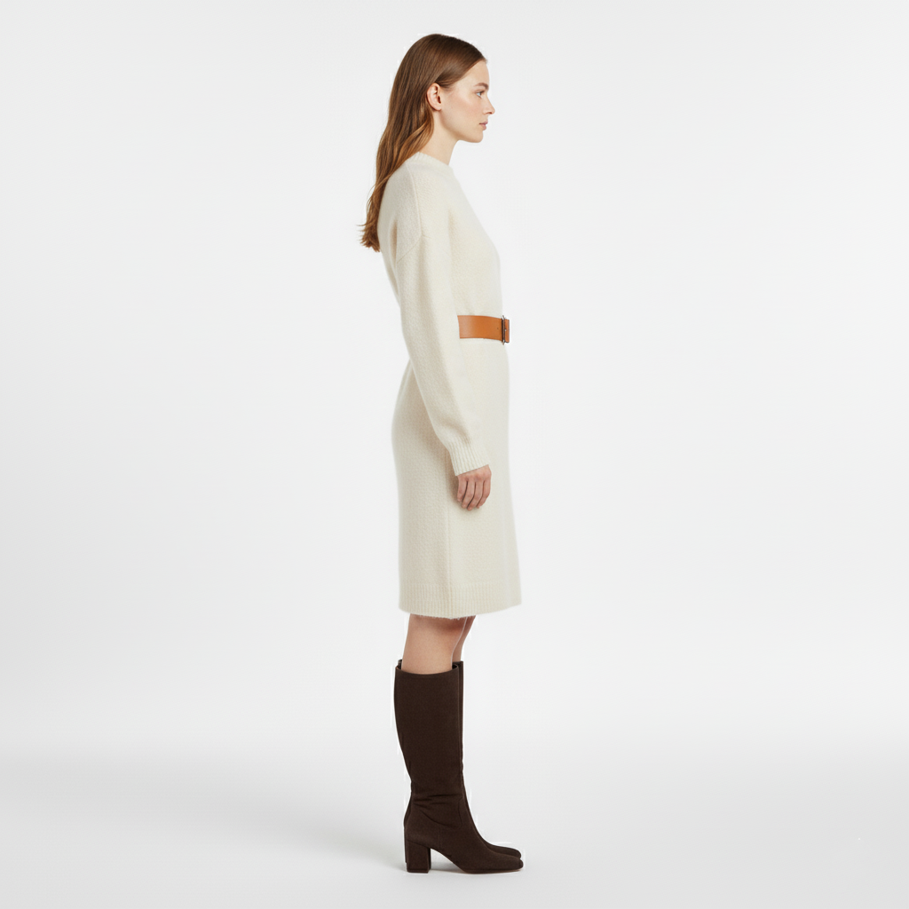 Women's Knit Sweater Dress – Cream