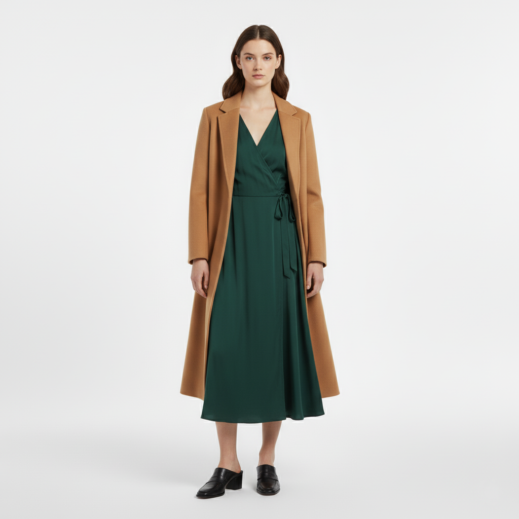 Women's Tailored Long Coat – Camel
