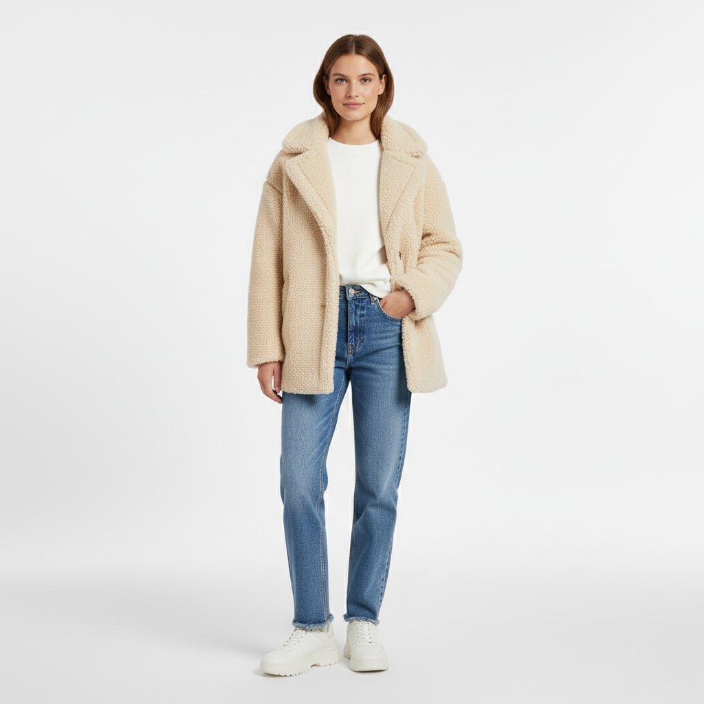 Women's Sherpa Coat – Beige Borg Coat
